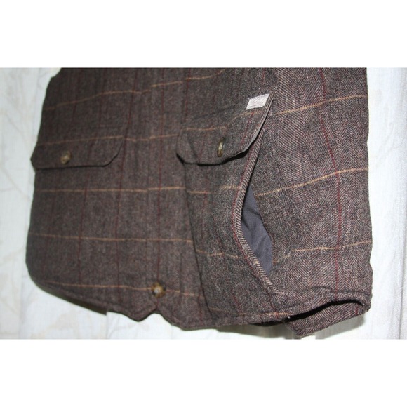 VTG Woolrich Wool Herringbone Check Brown Men's Vest‎ Sherpa Lined Sz XL Grandpa - Picture 7 of 16